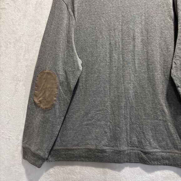 Tasso Elba Men's Long Sleeve Striped Pullover Sweatshirt Suede Elbows Grey XL - Picture 8 of 11
